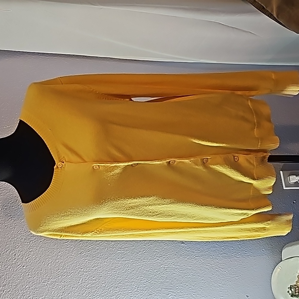 PBX Yellow Cotton Cardigan Sweater XL